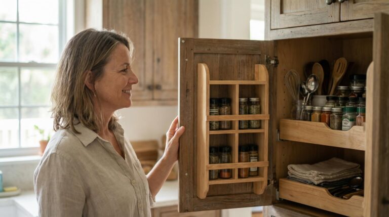 Homeowner experiencing beautifully organized kitchen cabinets after Able Closets installation
