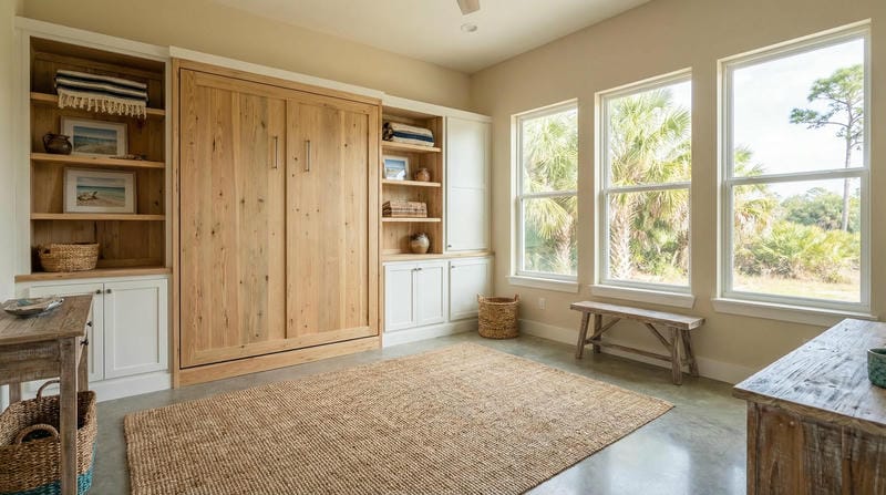 Custom murphy bed wall unit installation in Treasure Coast Florida home by Able Closets