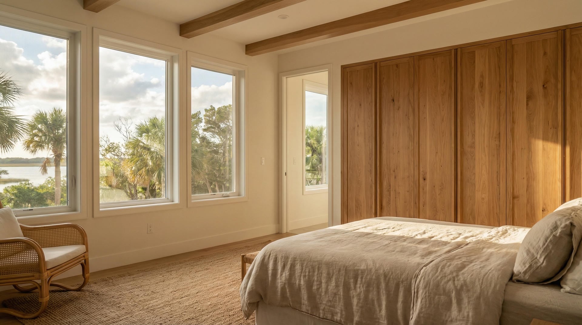 Custom wardrobe cabinet installation in Treasure Coast Florida master bedroom by Able Closets